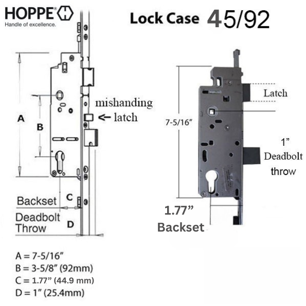 5/8" Faceplate, 1.77” Backset, Bottom Tongue @ 29.65", Top Tongue @ 37.20", 36" Handle Height