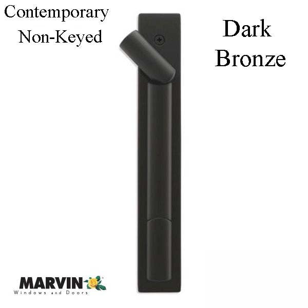 Marvin Contemporary Non-Keyed Handle, Ultimate Sliding French Door - Dark Bronze