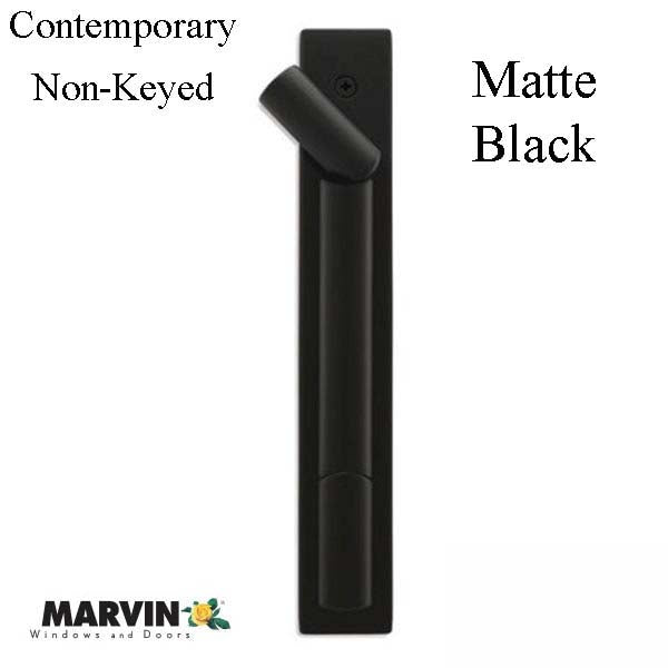 Marvin Contemporary Non-Keyed Handle, Ultimate Sliding French Door - Matte Black
