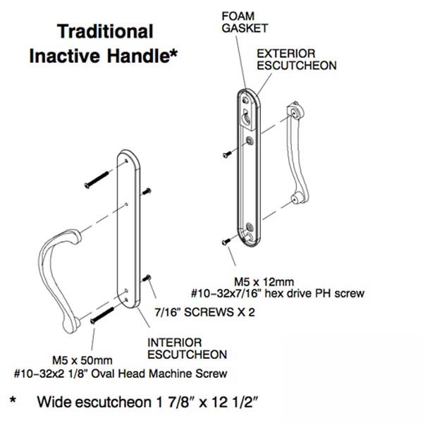 Marvin Ultimate Sliding French Door, Inactive / Dummy wide handle set - Oil Rubbed Bronze