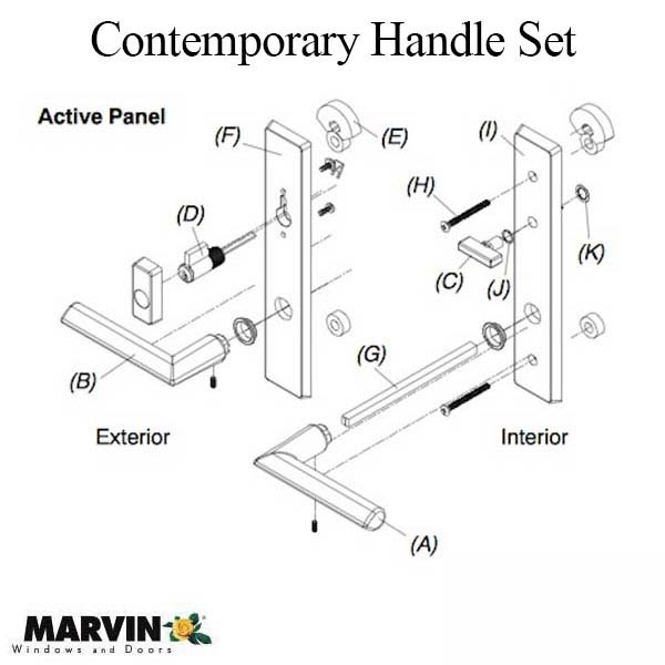Marvin Contemporary Handle Set, Active Keyed, Various Finishes