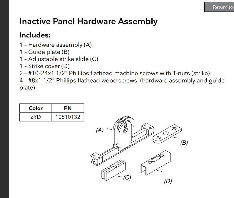 Marvin Inactive Panel, Sliding door lock, 2-3/8"