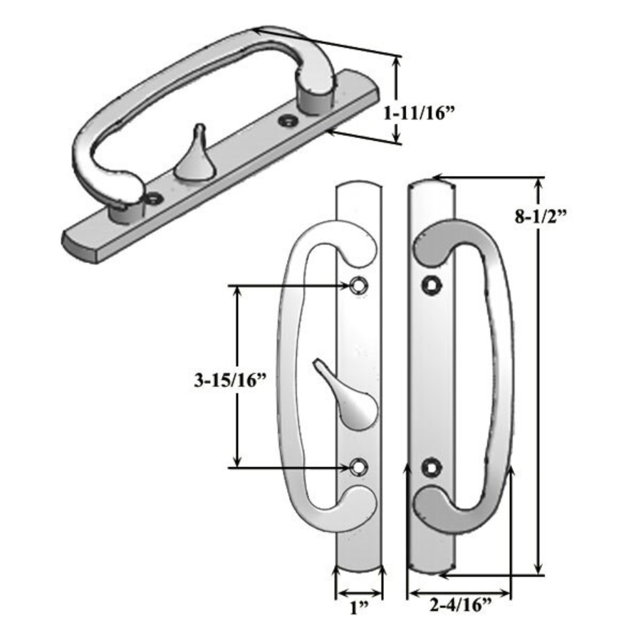 Legacy Handle Set for Sliding Glass Doors Keyed Offset Thumb-turn
