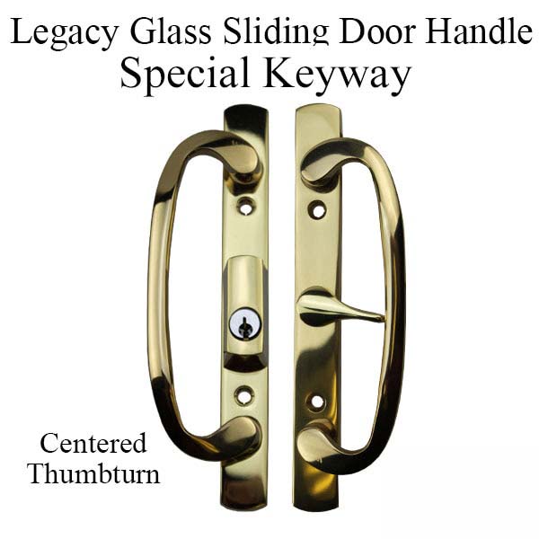 Legacy Glass Sliding Door Handle, Keyed with Centered Thumbturn