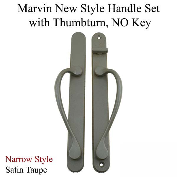 Marvin Sliding Door Narrow Handle Set, Active, NO Key with Thumbturn, New Style - Satin Taupe, 14577
