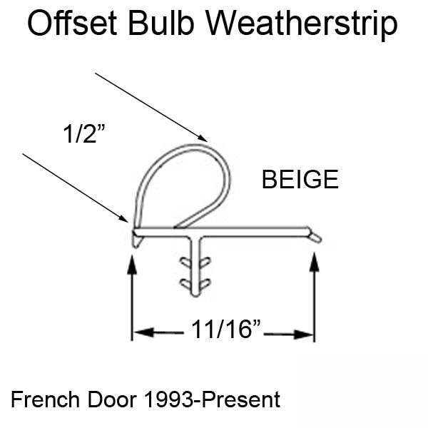 Marvin Clad inswing wood door jamb weatherstrip V796 Bulb, Frame 92-7/8" - Beige