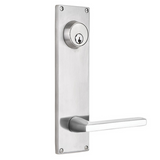 Emtek S810 Stainless Steel 5-1/2" CTC Keyed Sideplate Tubular Lockset, Dummy (Pair)