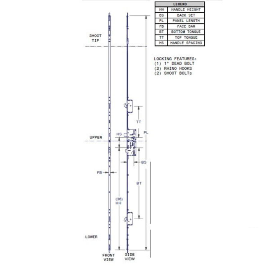 Amesbury P3000 Active Lower Extension Rhino Hook