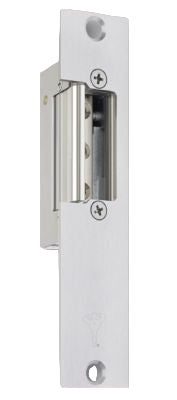 Adjustable Electric Strike Fail Secure, Faceplate 1-1/4 x 5-7/8, Off Center Stainless Steel 8-16V AC/DC