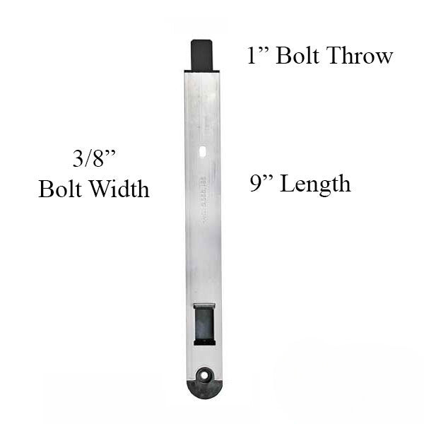 9" Magnum Flush Slide Bolt 3/8" Standard Profile, 3/8" Width Tip - 362031