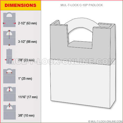 Mul-T-Lock MT5+MTL800 #10 C-Series padlock with Protector - 3/8" Shackle