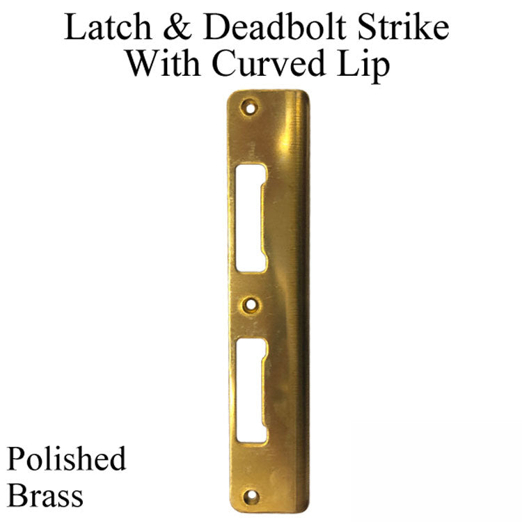 Latch & Deadbolt Strike, Curved Lip - PC0010N 1.70 x 8.82 - Polished Brass