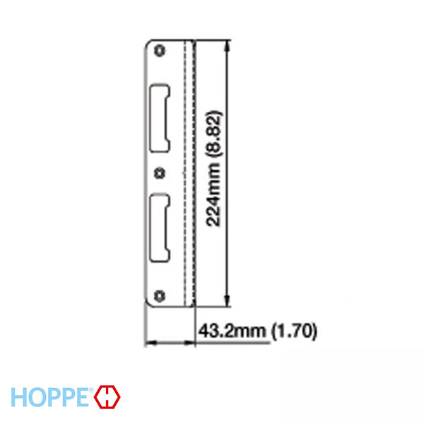 Latch & Deadbolt Strike, Curved Lip - PC0010N 1.70 x 8.82 - Polished Brass