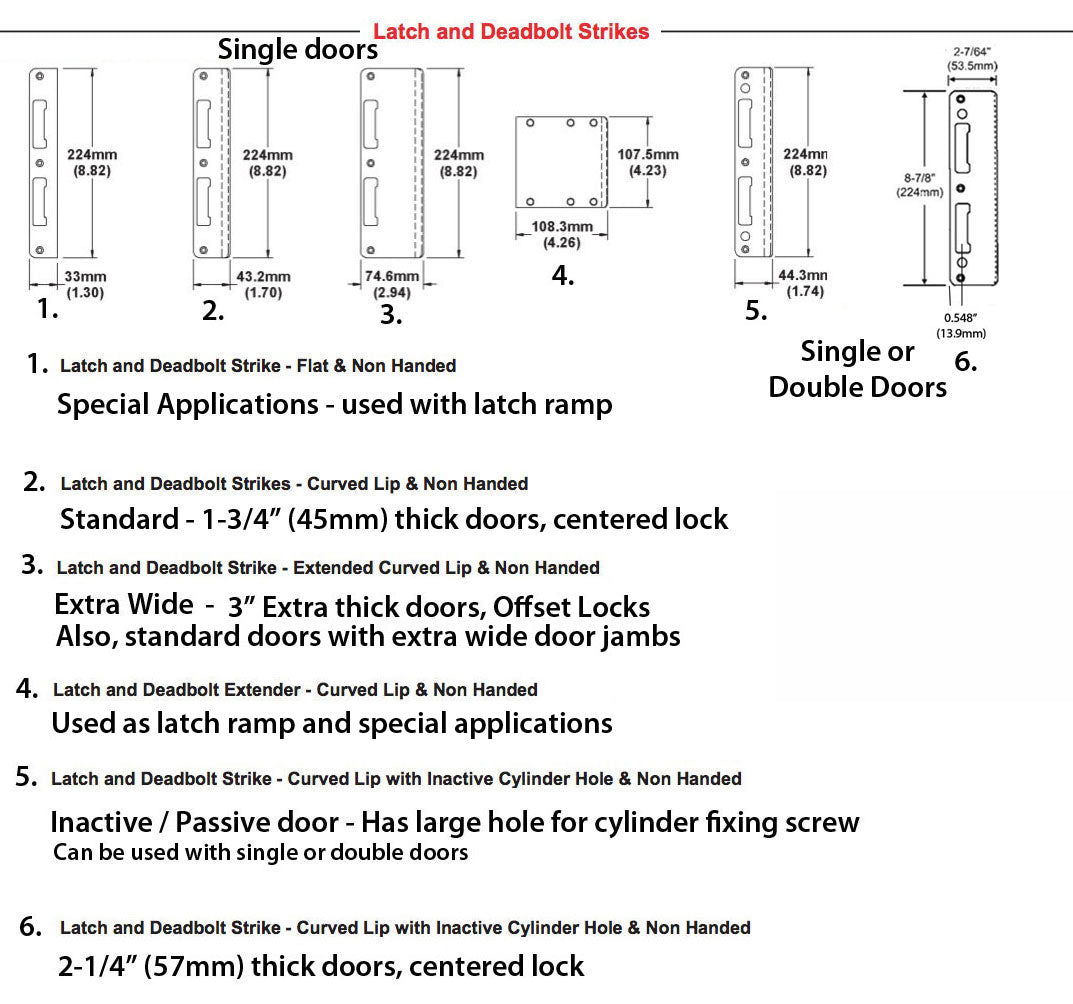 Latch & Deadbolt Strike, Curved Lip - PC0010N 1.70 x 8.82 - Polished Brass