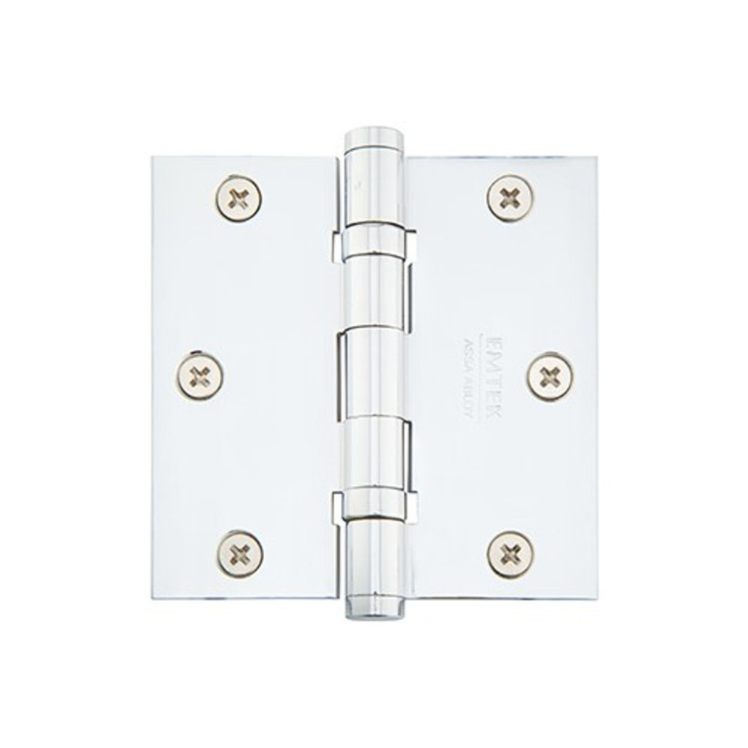 Emtek 96413 Heavy Duty Ball Bearing Hinges (Pair), 3-1/2" x 3-1/2" with Square Corners, Solid Brass