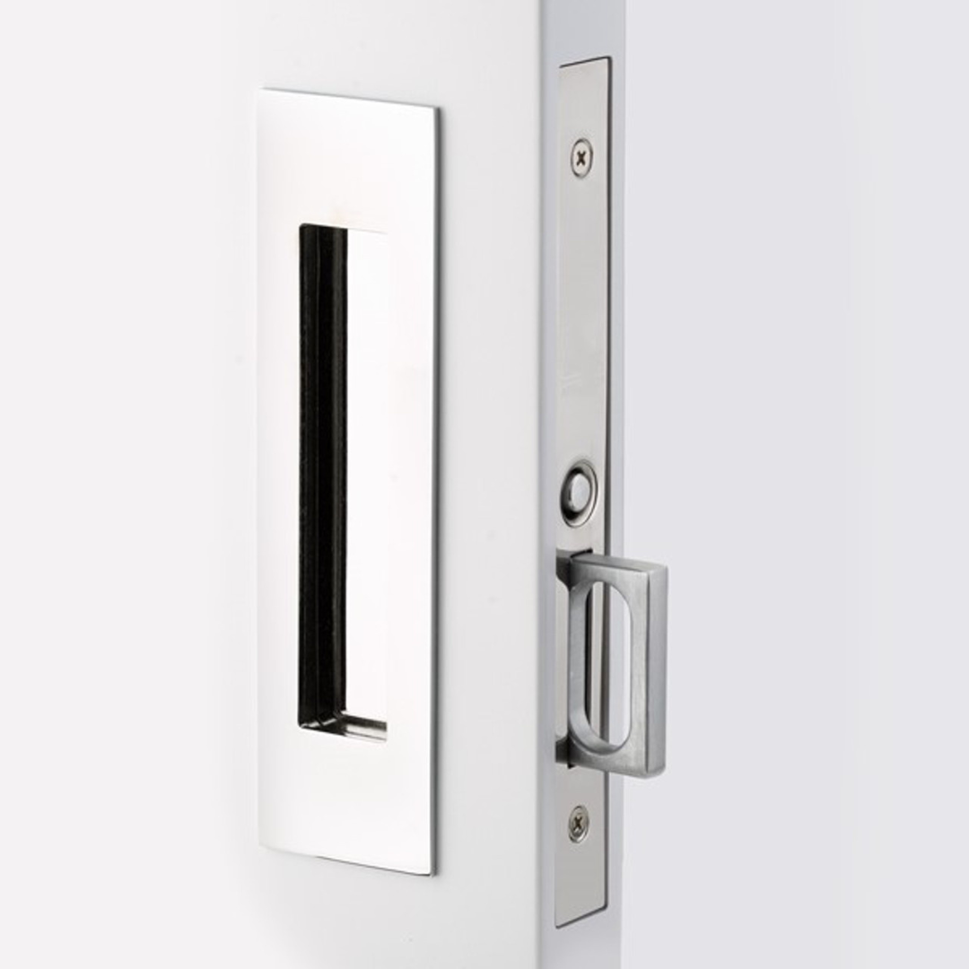 Emtek 2154 Narrow Modern Rectangular Pocket Door Mortise Lock (2" x 7-1/4") - Passage