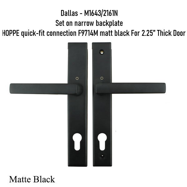 11684525 DALLAS CONTEMPORARY LEVER HANDLE, M1643 / 2161N SET - MATTE BLACK For 2.25” Thick Door.