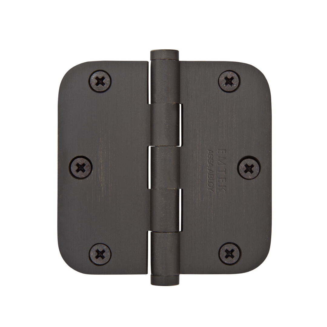 Emtek 91033 Residential Plain Bearing Hinges (Pair), 3-1/2" x 3-1/2" with 5/8" Radius Corners, Plated Steel