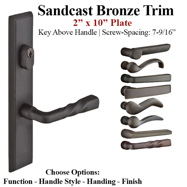 MULTIPOINT TRIM, 2 X 10 INCH, AMERICAN CYLINDER SANDCAST BRONZE HANDLESET - 921252000