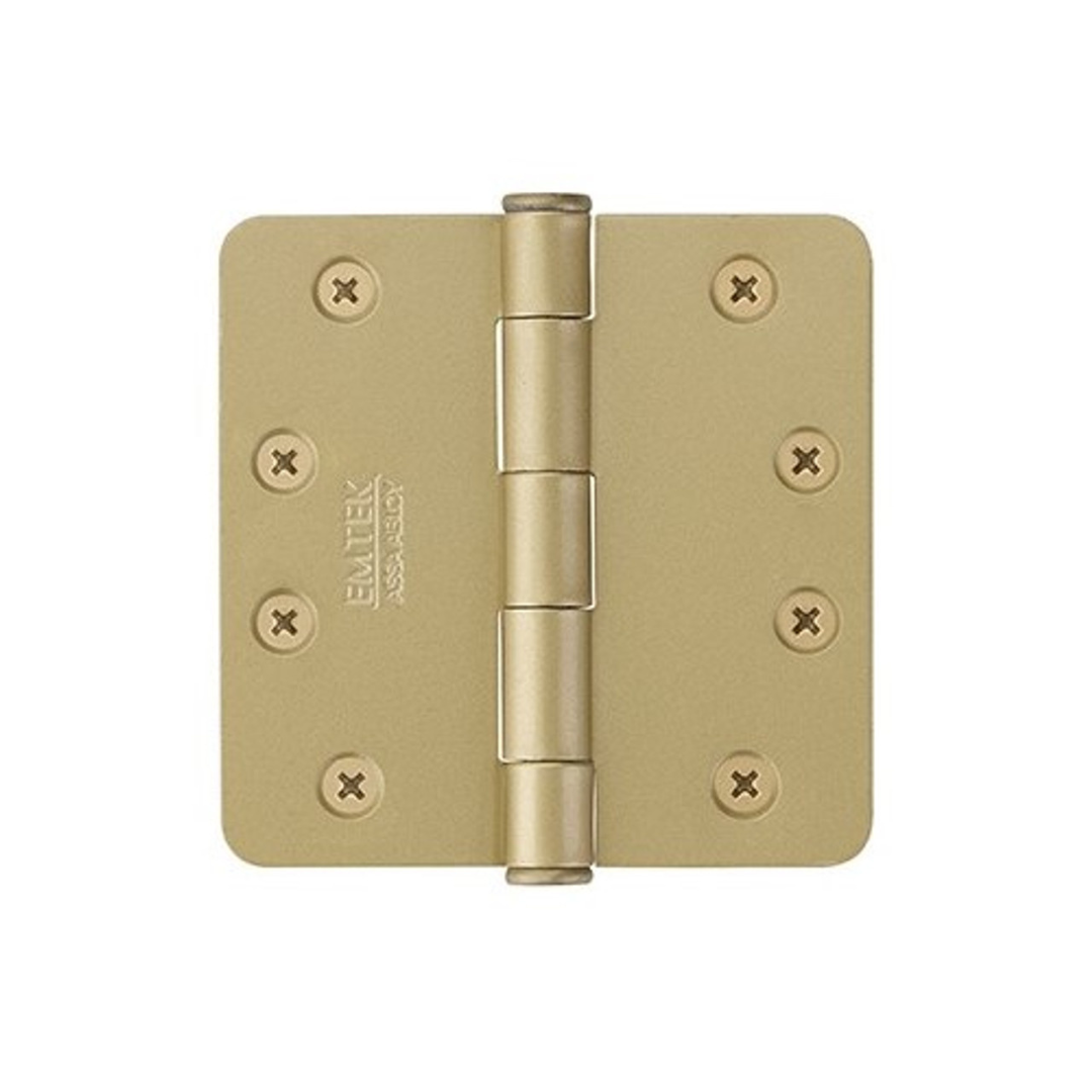Emtek 92024 Heavy Duty Plain Bearing Hinges (Pair), 4" x 4" with 1/4" Radius Corners, Plated Steel