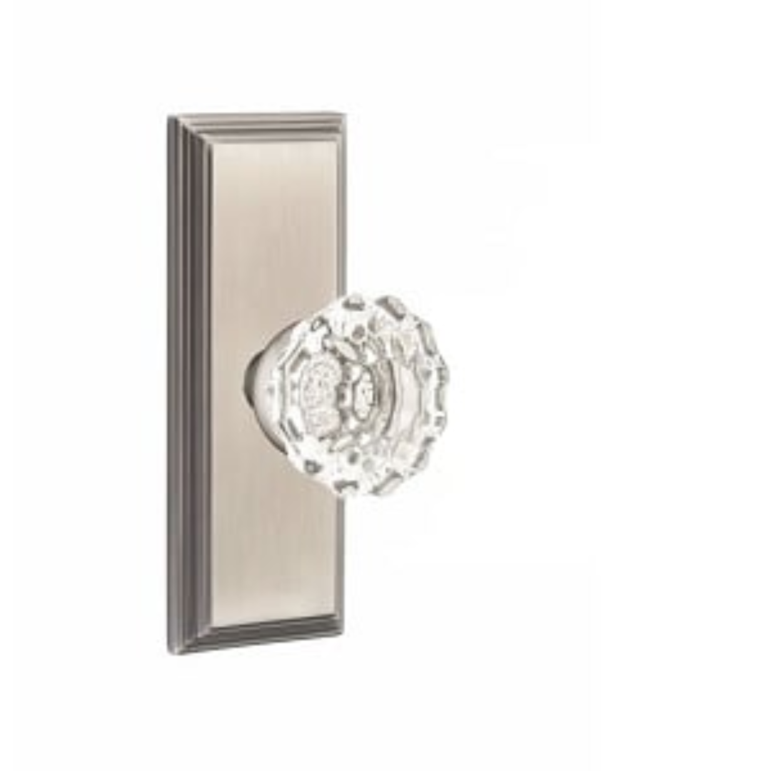 Emtek 8035 GLASS - Knobsets With 7” Wilshire SidePlate Dummy, Pair