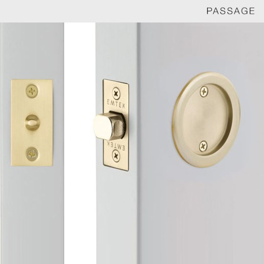 Emtek 2144 Round Pocket Door Tubular Lock (2-1/2" Diameter) - Passage