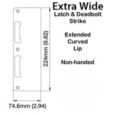 Strike Plate, PC0024N, Extra Wide Latch & Deadbolt 2.94 x 8.82 - Brass