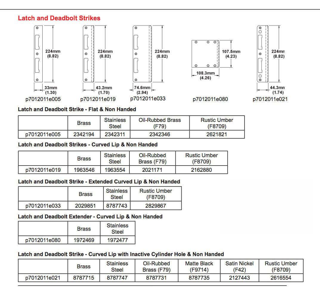 Strike Plate, PC0024N, Extra Wide Latch & Deadbolt 2.94 x 8.82 - Brass