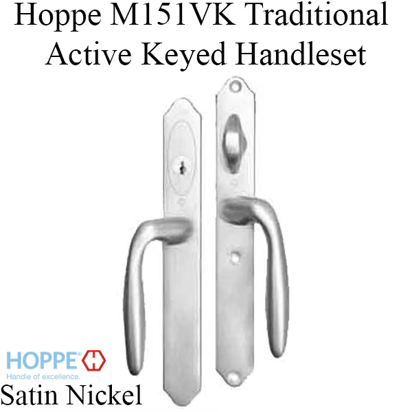 HOPPE HLS 9000 Sliding Door Handle Set Verona Lever Active Keyed Satin Nickel