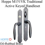 HOPPE HLS 9000 Sliding Door Handle Set Verona Lever Active Keyed Oil Rubbed Brass