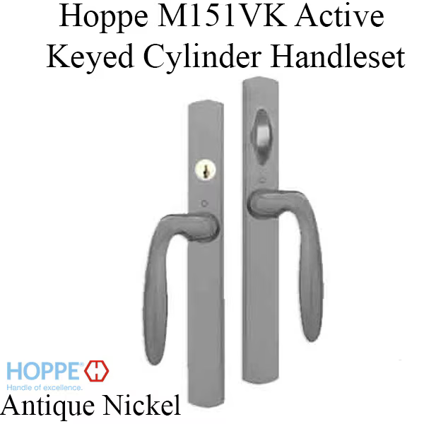 HOPPE HLS 9000 SLIDING DOOR, VERONA M151VK/2165N ACTIVE KEYED, Antique Nickel