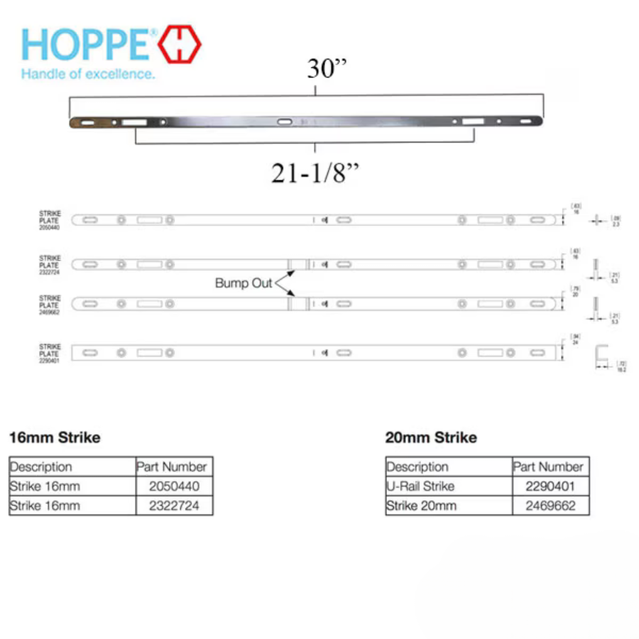 Hoppe Multipoint Lock - 35mm 2 Hooks, Multipoint Sliding Door Lock - 2082783
