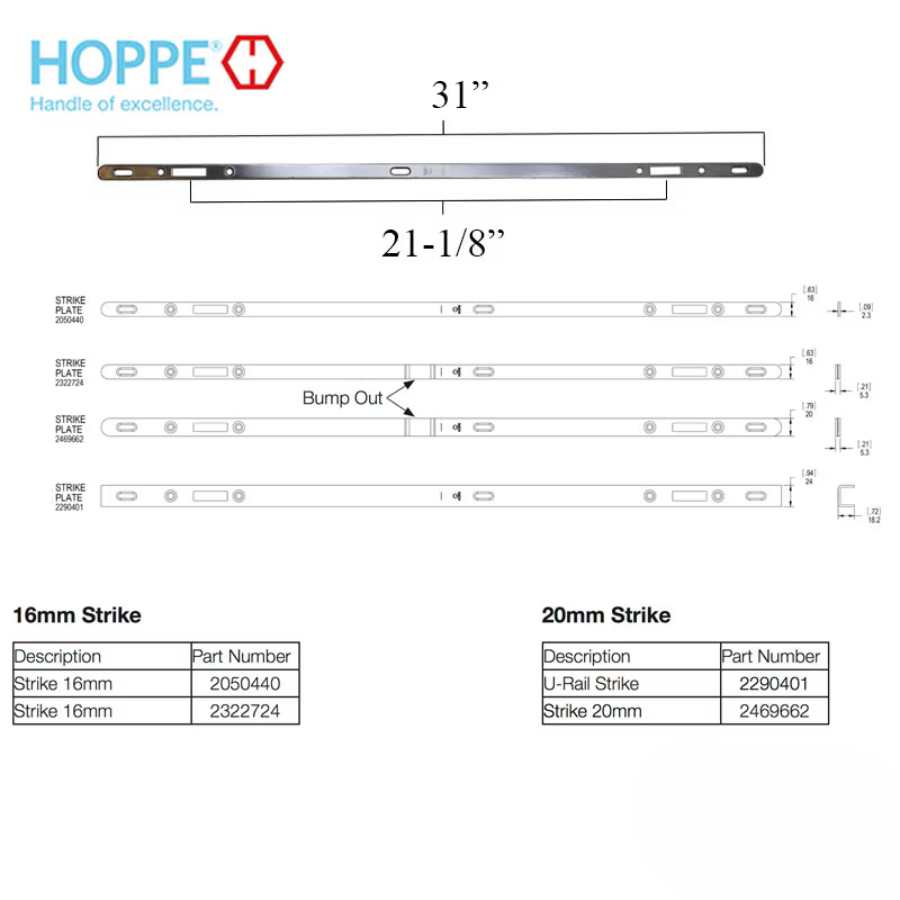 Hoppe Multipoint Lock - 35mm 2 Hooks, Multipoint Sliding Door Lock - 2082783
