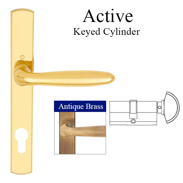 HOPPE MULTIPOINT LOCK HANDLESET, VERONA, M151/216N, SOLID BRASS - ANTIQUE BRASS, ACTIVE , 2131039