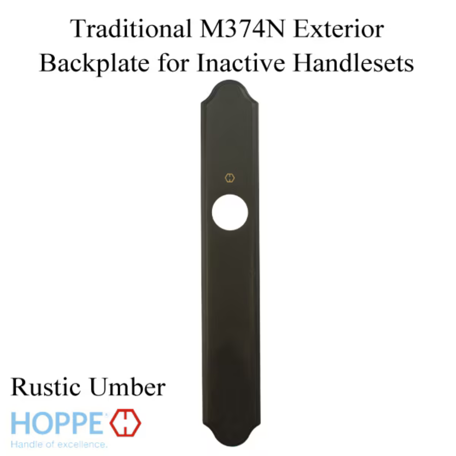 HOPPE TRADITIONAL EXTERIOR BACKPLATE M374N FOR INACTIVE HANDLESETS - RUSTIC UMBER