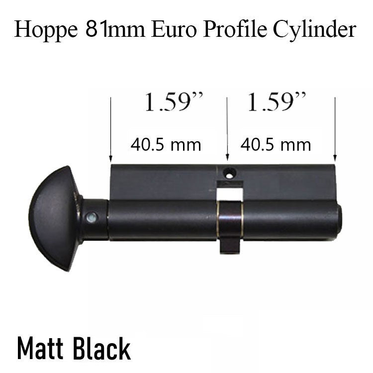 40010417 HOPPE 81 MM With LOGO EURO PROFILE CYLINDER, 40.5/40.5 - Matt Black