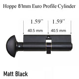 40010417 HOPPE 81 MM With LOGO EURO PROFILE CYLINDER, 40.5/40.5 - Matt Black