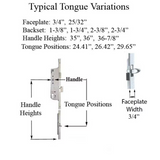 Hoppe Multipoint 2.375" Backset Manual Gear with Tongue Bottom Extension