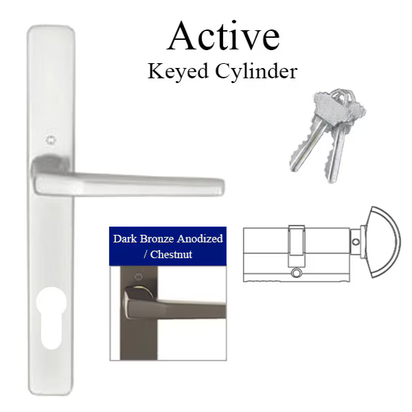 HOPPE MULTIPOINT LOCK HANDLESET, A117/ 2246N, FRANKFURT, ALUMINUM, ACTIVE - DARK BRONZEANODIZED , 2437652