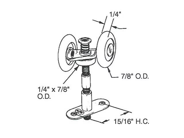 Accordion Door Hardware, 2 Roller, 7/8 nylon wheel - Acme 2611 - 25038