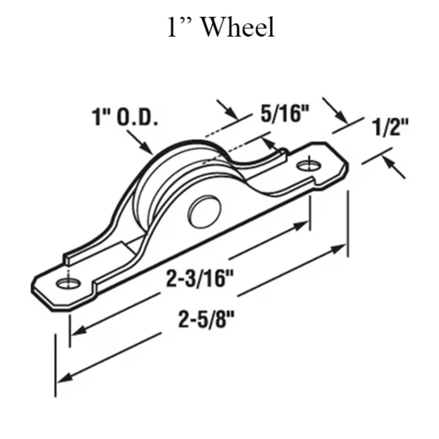 Glide Master Roller, Wardrobe Door 1 Inch Wheel, 5/16 Inch Bottom Mount - 25350