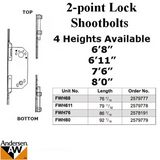 Andersen Passive 2-Point Shootbolt Lock, 86-1/2 Inch, 7-6 Frenchwood Door - 2578191