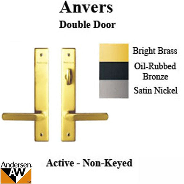 Hardware Kit, Double Door, Anvers, Active / Passive - Bright Brass