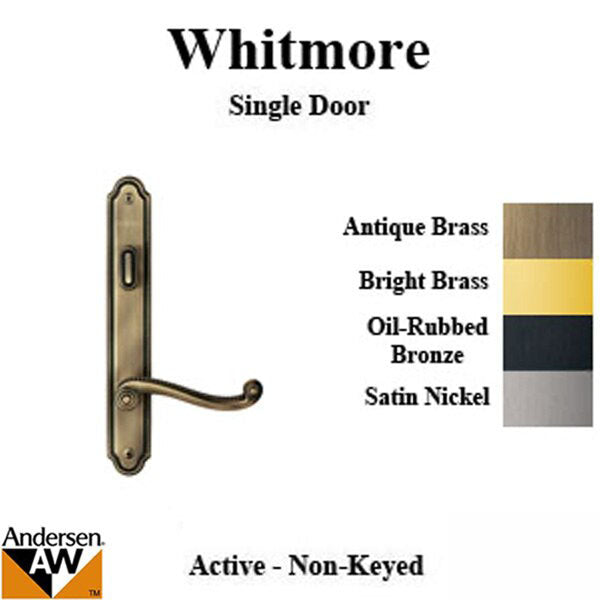 Hardware Kit, Single Door, Whitmore, Active Door - Antique Brass