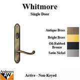 Hardware Kit, Single Door, Whitmore, Active Door - Antique Brass