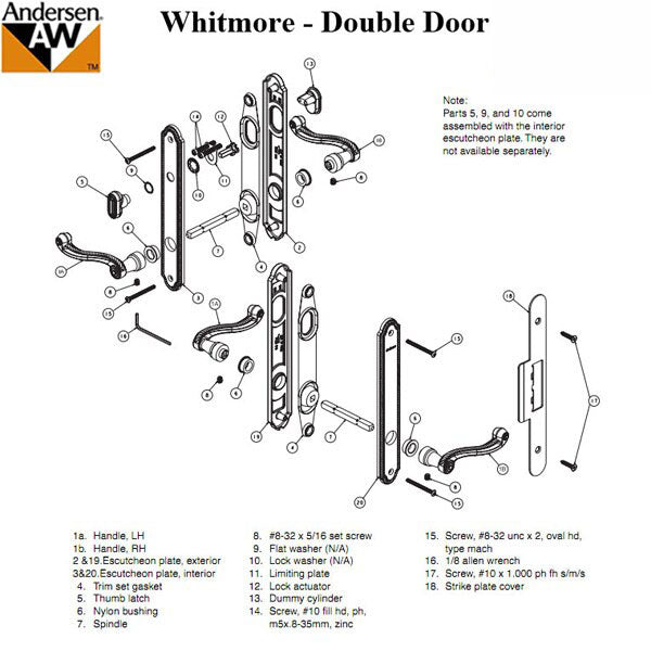 Hardware Kit, Double Door, Whitmore, Active / Passive - Oil-Rubbed Bronze