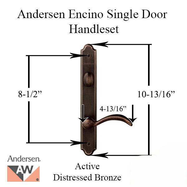 Hardware Kit, Single Door, Encino, Active Door - Distressed Bronze