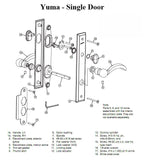 Andersen Yuma Single Door Hardware Kit - Active, Non-Keyed - Distressed Nickel