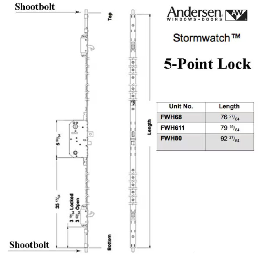 Andersen Stormwatch 5-Point Lock AP/PA - FWH68 Door
