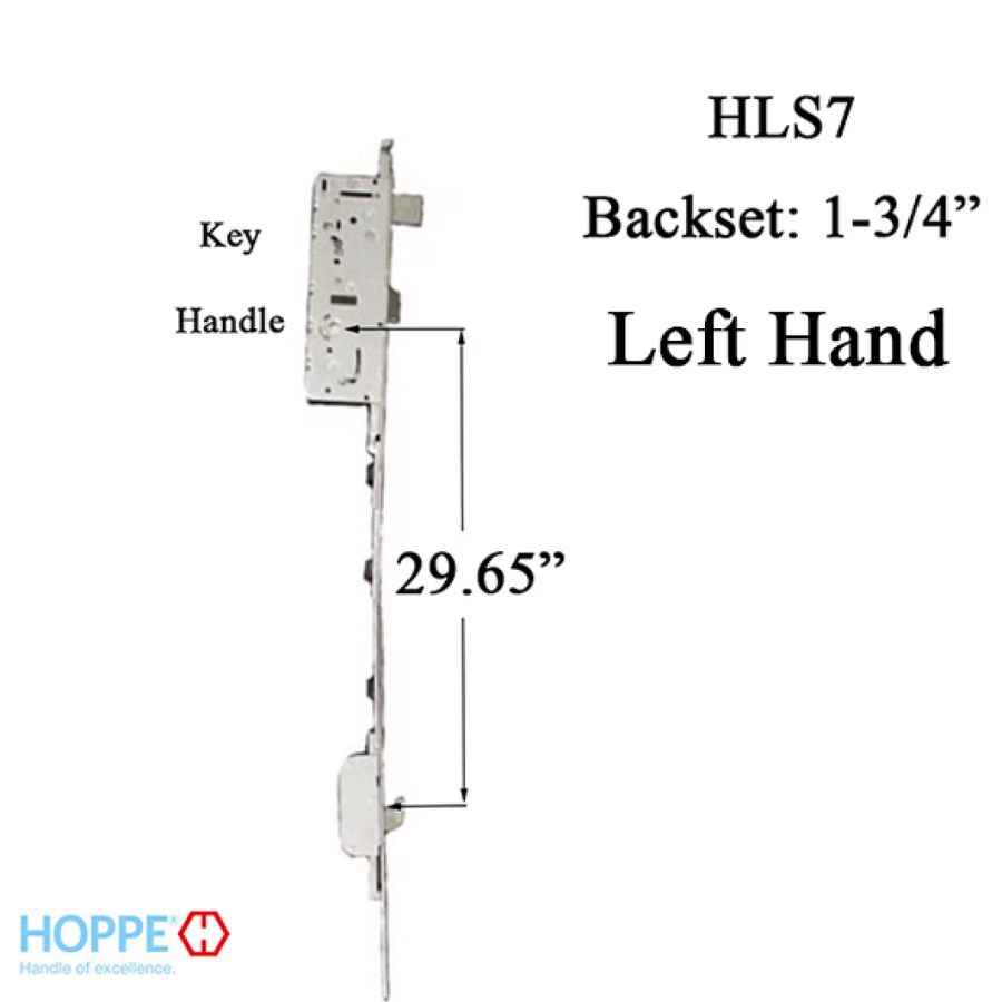 HOPPE HLS7 LOWER ASSEMBLY, ACTIVE SWINGHOOK 1-3/4" BACKSET HOOK @ 29.65" LEFT HAND